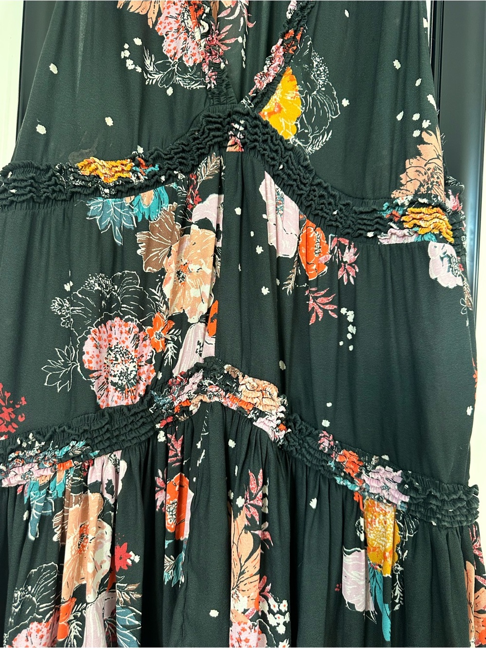 Free People Black Floral V-Neck Tiered Sleeveless Tunic - Picture 8 of 10